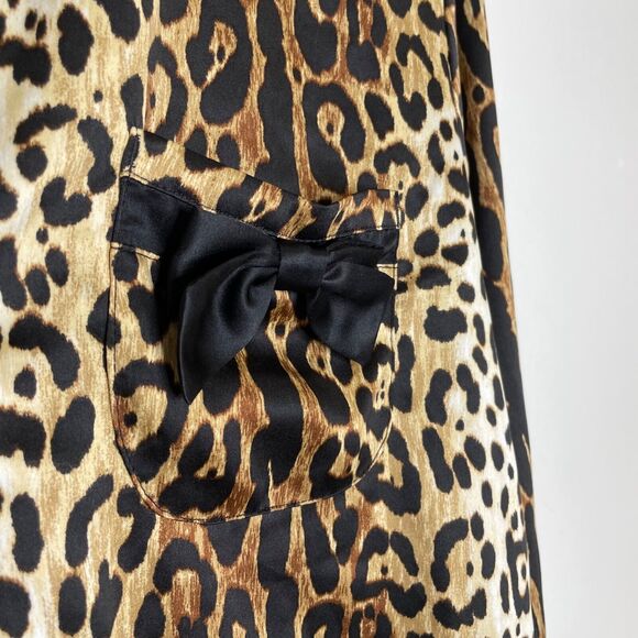 Betsey Johnson Cheetah Print Brown Silky Shirt Blouse Size Small Women’s - Picture 8 of 13